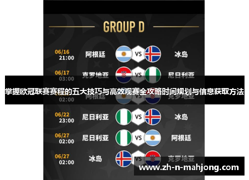 掌握欧冠联赛赛程的五大技巧与高效观赛全攻略时间规划与信息获取方法 掌握欧冠联赛赛程的五大技巧与高效观赛全攻略时间规划与信息获取方法